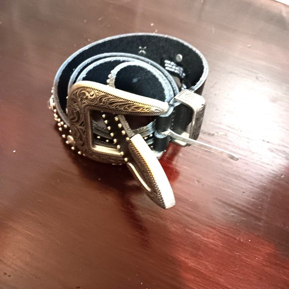 Studded Bejeweled Western Uraban Outfitters Leather strap belt unisex  33.5" - Picture 7 of 10